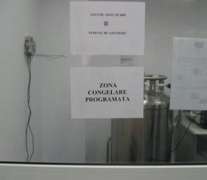 1.Zona de inghetare si depozitare a probelor. Celulele stem sunt pastrate la -196 grade Celsius