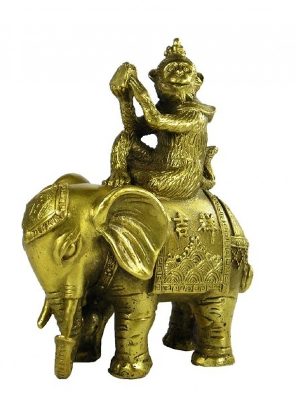 Maimuta cu sigiliu pe Elefant din bronz- (fengshui-market.ro) PRET: 98.99 RON