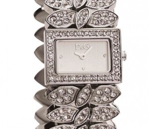 Dolce & Gabbana '800 Stone Encrusted Bracelet Silver-White Dial Watch
