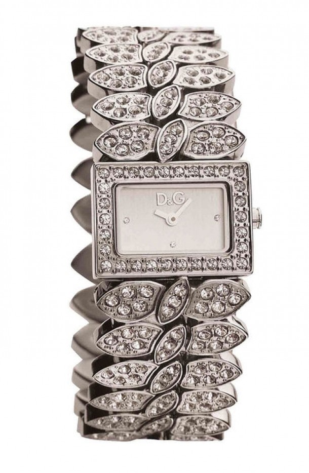 Dolce & Gabbana '800 Stone Encrusted Bracelet Silver-White Dial Watch