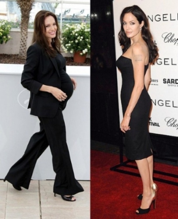 Angelina Jolie  inainte si dupa nastere