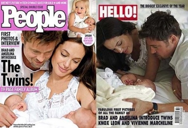 Angelina Jolie, Brad Pitt, Knox si Vivienne - People Magazine si Hello!