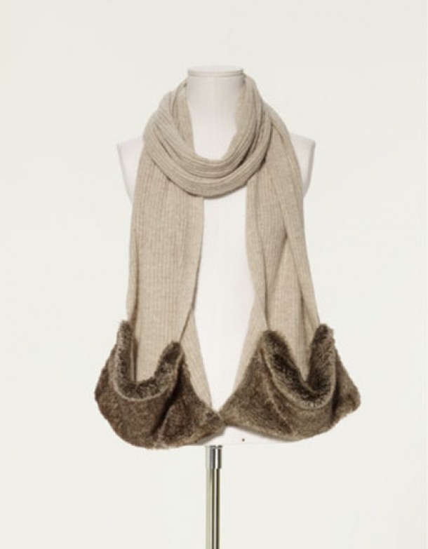 Esarfa cu buzunare din blana Zara 189.00 RON