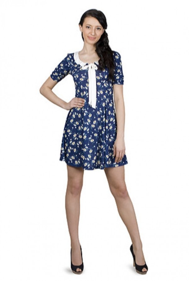 Amafashion - Rochie albastra cu imprimeu 69 lei