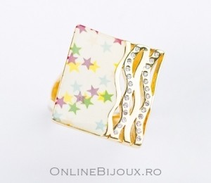 Onlinebijoux.ro - Inel placat cu aur - pictat