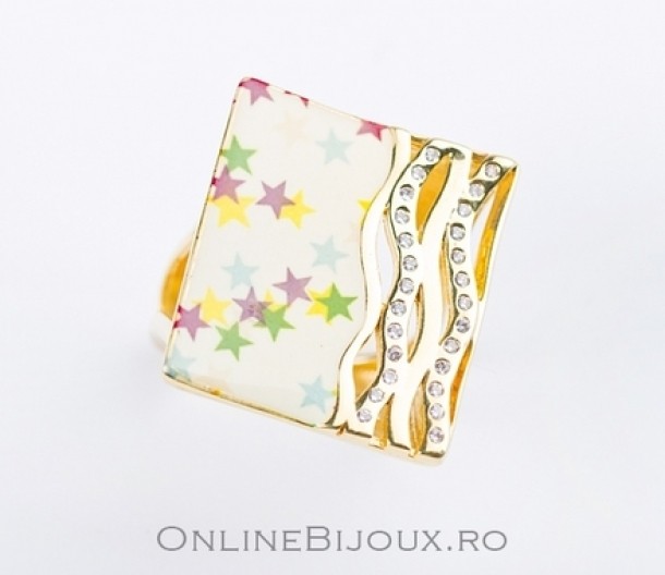 Onlinebijoux.ro - Inel placat cu aur - pictat