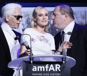 Karl Lagerfeld si Harvey Weinstein alaturi de Diane Kruger
