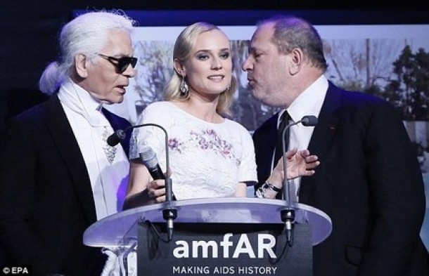 Karl Lagerfeld si Harvey Weinstein alaturi de Diane Kruger