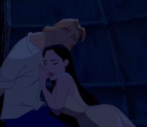 Pocahontas isi pune capul pe pieptul lui John Smith