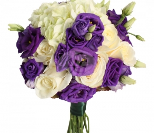 Buchet de mireasă cu lisianthus şi trandafiri, florariairis.ro - 250 LEI