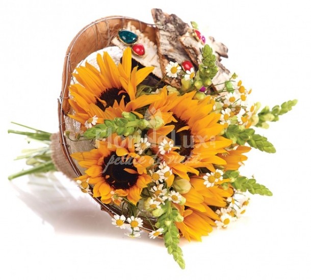 Buchet mireasă floarea-soarelui, floridelux.ro - 219.00 LEI